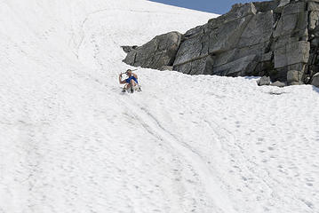 Dude tries the sideways glissade