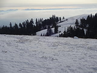 Anatone Butte on the right and the Wallowas in the distance.