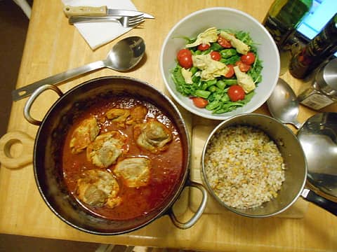 chicken masala with couscous and farro and salad 09/09/20