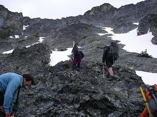 Scrambling up N Craggy