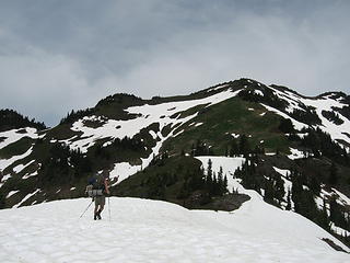 Finding a place to camp on the ridge