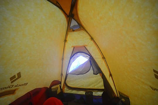 Cooking inside the tent but well vented
