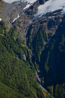 Falls on N Fork Mt Tom Creek & NW lobe of White Glacier, from W