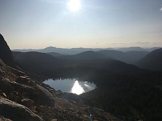 Upper Cathedral lake sun relfection