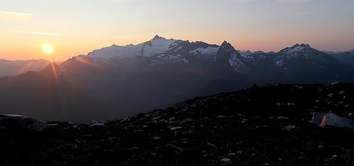 Sun setting beside Shuksan