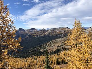 Looking across the basin below Bernice to Baldy (on the right) and Finney (on the left)