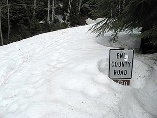 End of county road, at first switchback