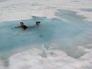 No cold feet for this swim