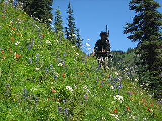 Ryan traversing the flowery meadows