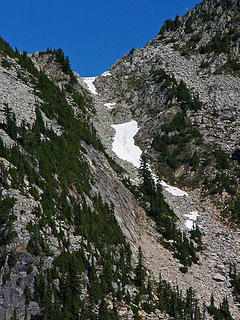From 7-20 06 - A close up of the gap. I expect the snow is long gone. There may be some snow on the back side, but that side is mostly a slab walk.