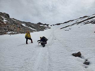 Action shot, with our glissade path above