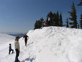 Glissading party before leaving camp