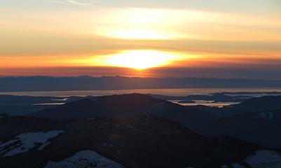 Sun reflecting on Puget Sound