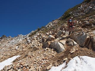 crossing one final gully to get to sonny boy