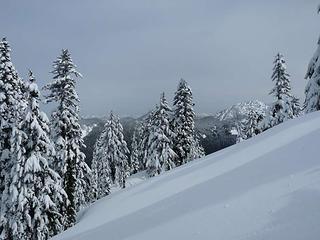 Just below the summit - fresh snow