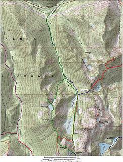 Map, route in green