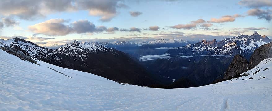 Pano on descent. Clouds slowly formed in the valley