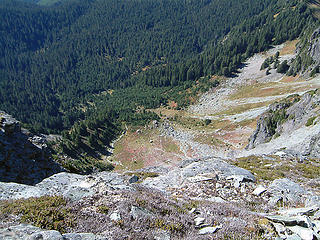 Looking down from the upper slabs on Wht. Chuck Mtn.