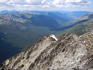 looking down the north ridge