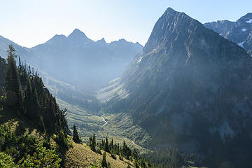 Halfway down the hillside