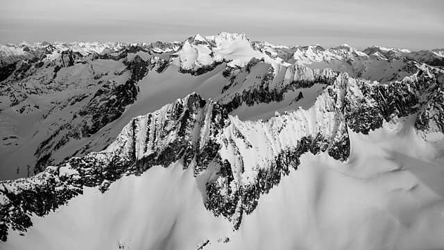 Spire Point (Foreground), Dome Peak (Background) [from plane]