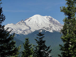 Rainier peaks out on Crystal Peak trail.