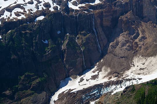 Some big waterfalls, and an avalanche portion of the lower Park Glacier