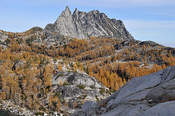 Larch covered hills and Prusik Peak