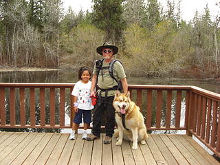 khoral,harry & benson at east pond-dishman hills. god at 5' 2" i'm not much taller than a 6 year old.