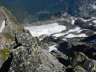 a glacier down on the east face
