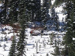 Day hikers heading up towards Heather Pass