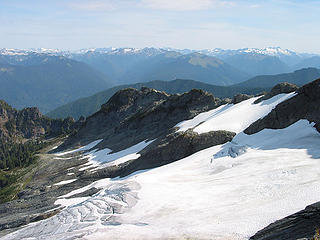 Looking Down To Glacier On Northwestern Slopes Of White Chuck Mtn And Northeast To Peaks In Distance