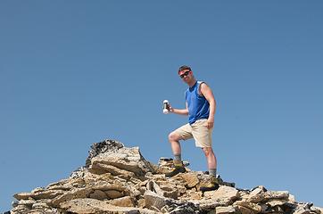 'Dude on Mt Hinman summit with Ed's register