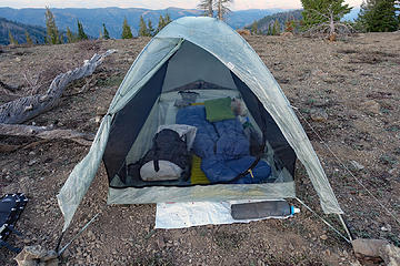 Big Sky Soulx2 largest, lightest(solo), CF free standing tent. Zpacks 20 bag, Thermarest Neoair, HMG Southwestern Pack etc..