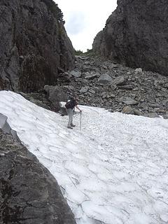 Crossing the snow patch