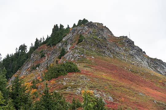 The skiers coming down the scramble