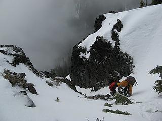 Ascending the gully