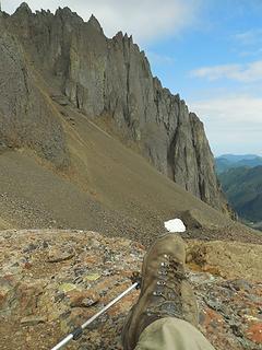 the route north up the massif's ridge