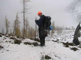 Hikers in the mist