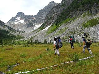 Hiking up the meadows