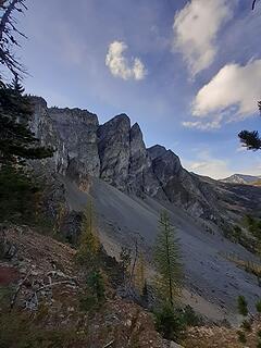 Looking back up at Three Pinnacles