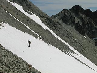 wildernessed traversing across the bottom of the E summit to the saddle between East and Middle summits.