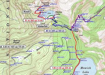 Tolmie/Eunice Lake area trail map.