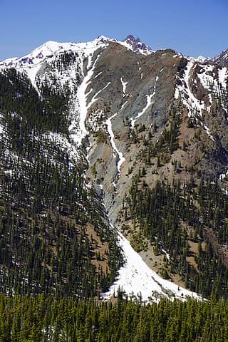 Huge avalanche path below Devils Head