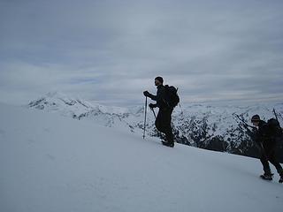 cartman and sadie's driver heading up with glacier peak in the background