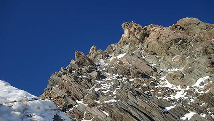 Crux pitches of the summit rocks