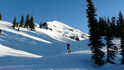 Barry on the way up to Pyramid (summit behind)