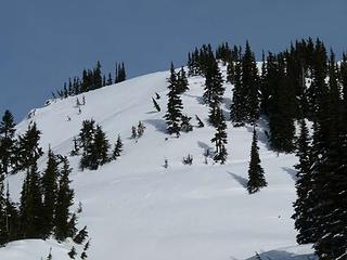 Looking back up the slope towards Red