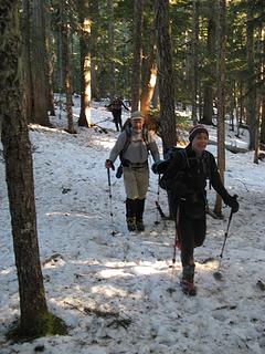 Walking down the ridge crest