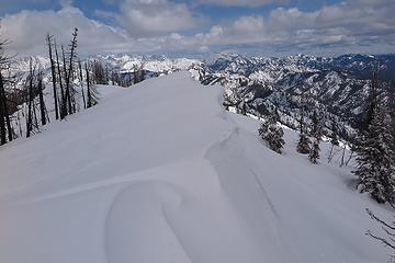 Summit cornice looking out toward the Enchantments